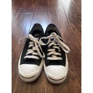 Converse Jack Purcell Low Top Sneaker Mens 5 Womens 6.5 Black Smile Toe